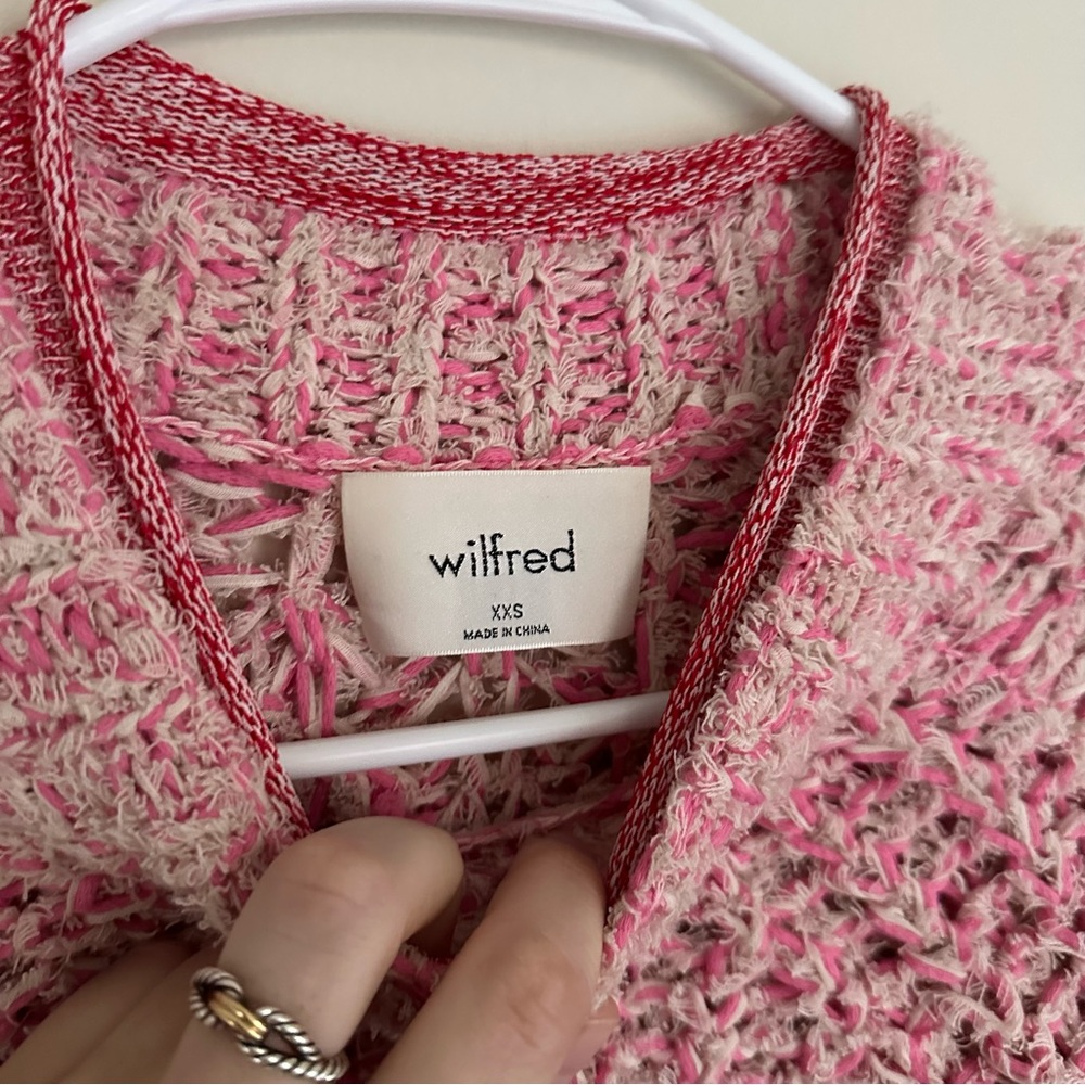 Aritzia Wilfred Pink Confetti Sweater Cropped Mock-Neck Sweater Size Size XXS - Picture 4 of 14
